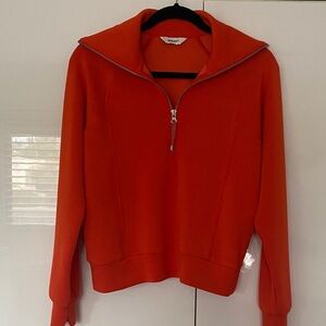 SPANX Bright Orange Quarter-Zip Pullover Hoodie